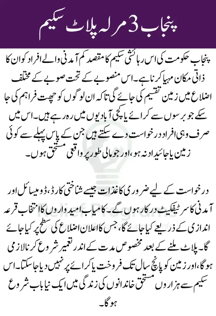 Punjab 3 Marla Plot Scheme
