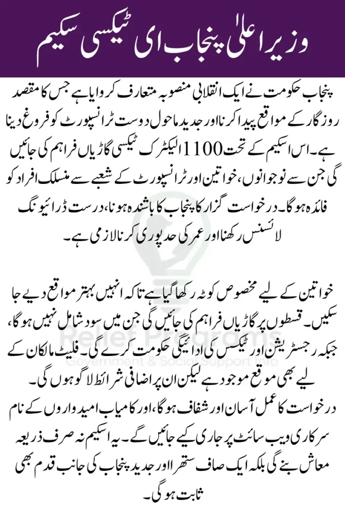 CM Punjab 1100 E-Taxi Scheme